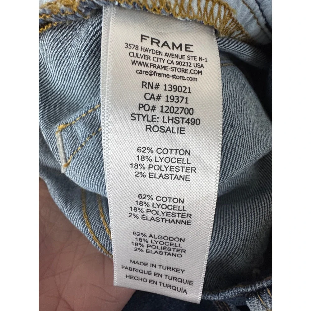 FRAME Le High Straight Jeans Dark Wash Denim Women's Size 28 x 26‎ Distressed